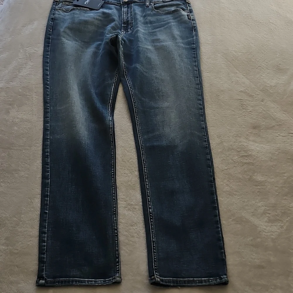 NEW Mens Silver Risto Athletic Fit Skinny Leg Max Flex Jeans: Indigo: 38x32